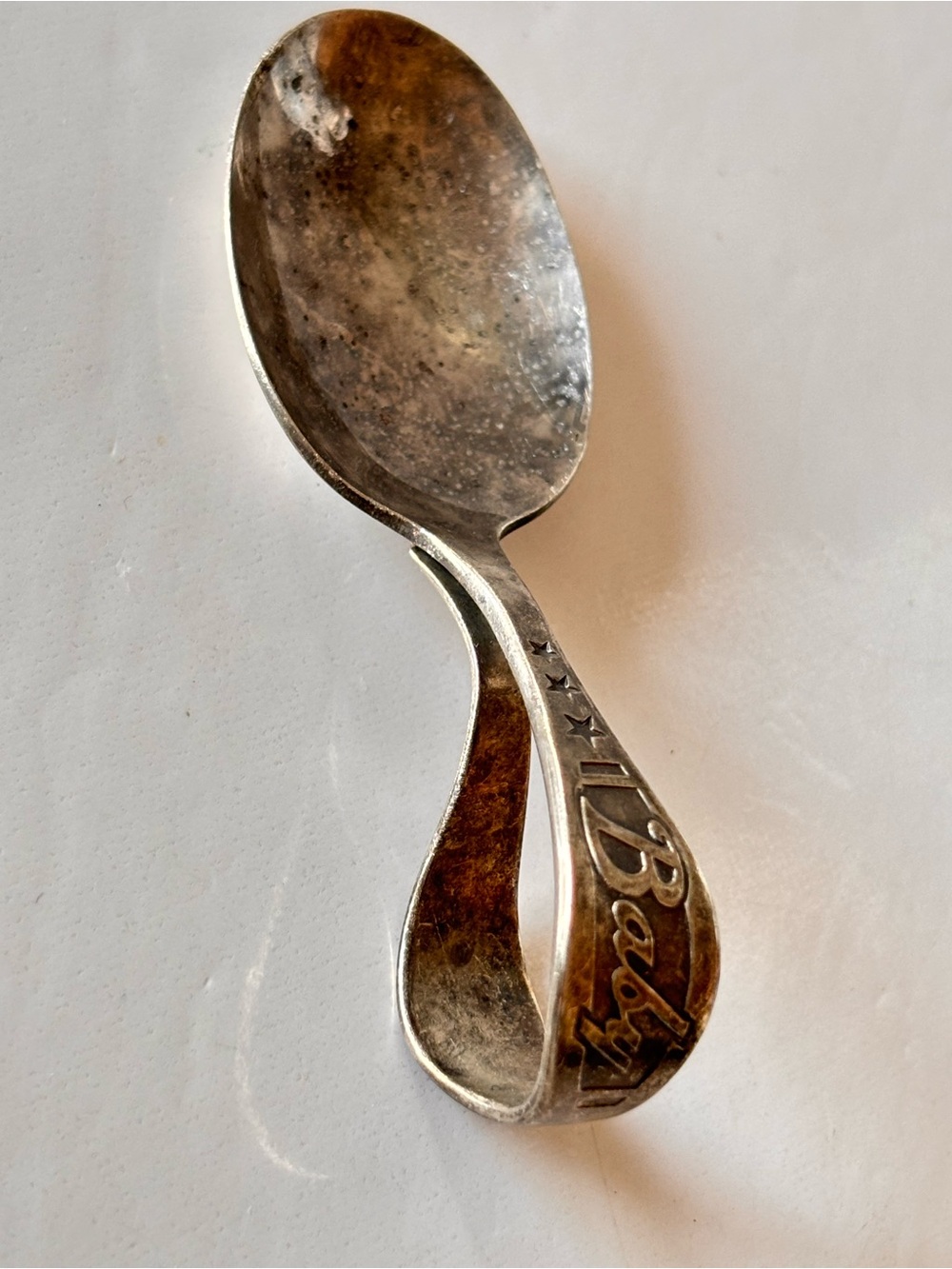 Vintage Curved Handle Baby Spoon Imperial Silver Plate